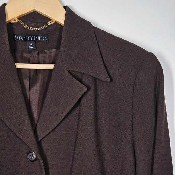 Lafayette 148 Womens Chocolate Brown Blazer Classic Chic Streetstyle* Size 4 - Picture 3 of 13